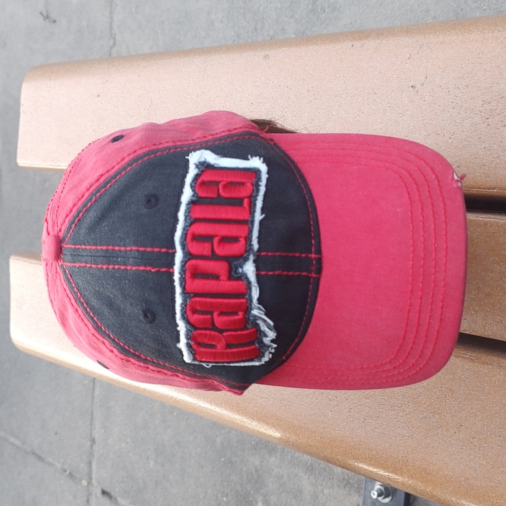 Rapala Embroidered Logo Distressed Strap-on Trucker Hat Cap Black Red